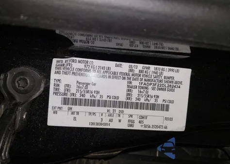 2013 Ford Focus Se from USA, damaged, VIN 1FADP3F22DL282434